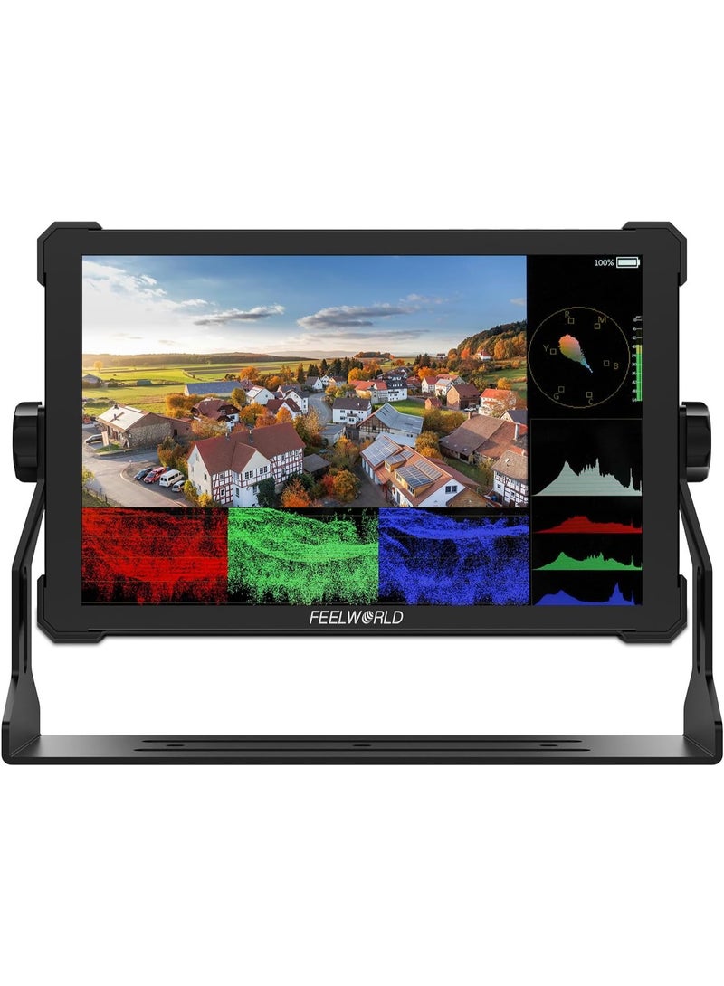 FEELWORLD T10 10.1 Inch Aluminium Camera Field DSLR Monitor Touchscreen Waveform HDR 3D LUT Out F970 Install and Power Kit - Image 1